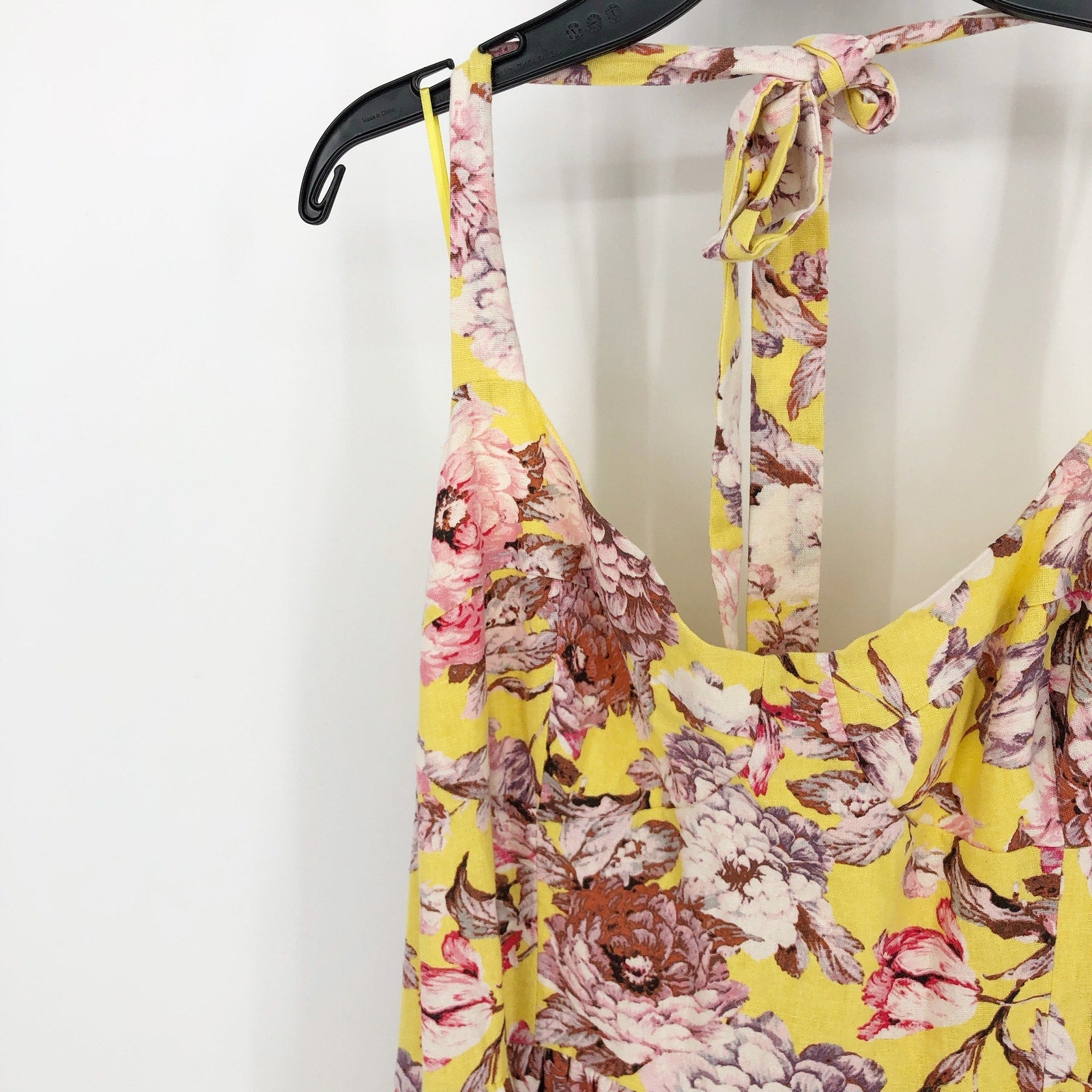 BARDOT Womens Labella Midi Dress US 2 XS Tropical Yellow Floral-Print Halter NWT