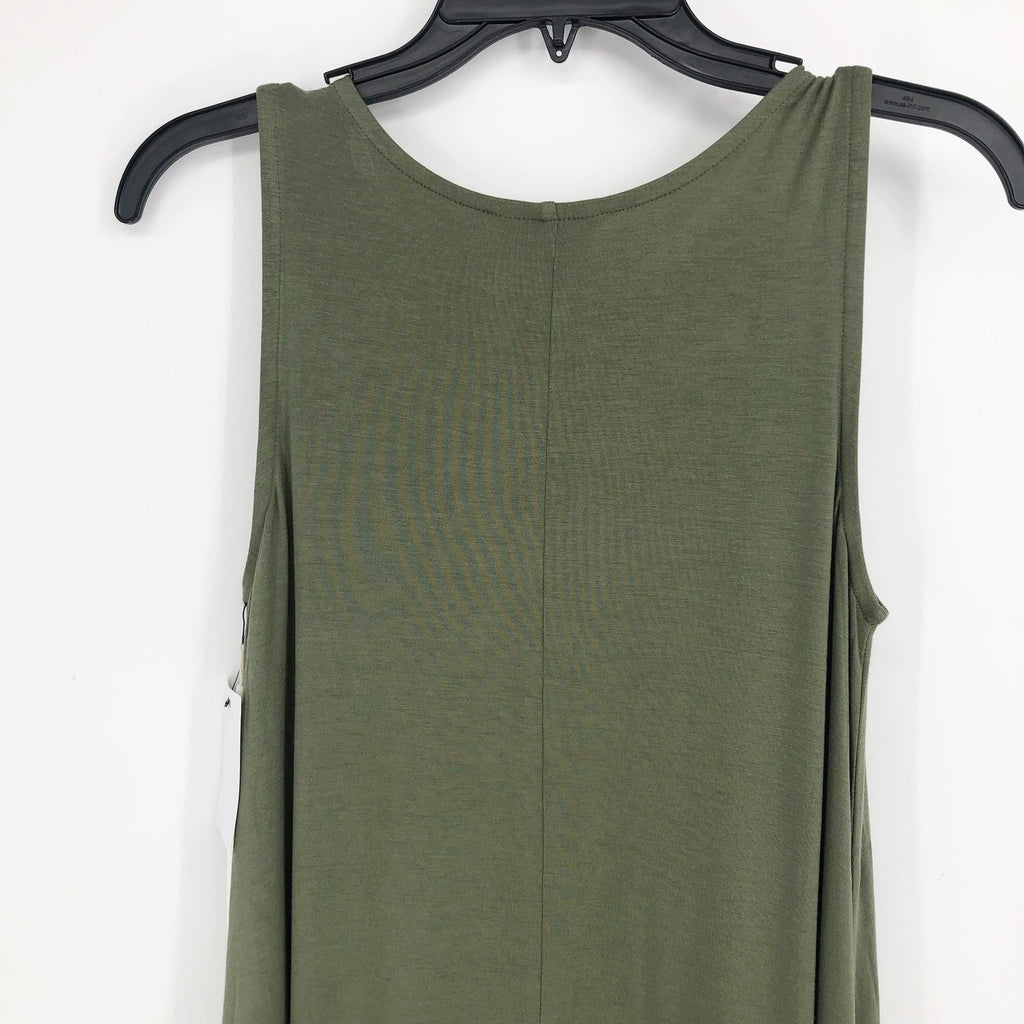 Caslon Womens Swing Dress XS Green Tank Sleeveless Round Neck Pockets NWT