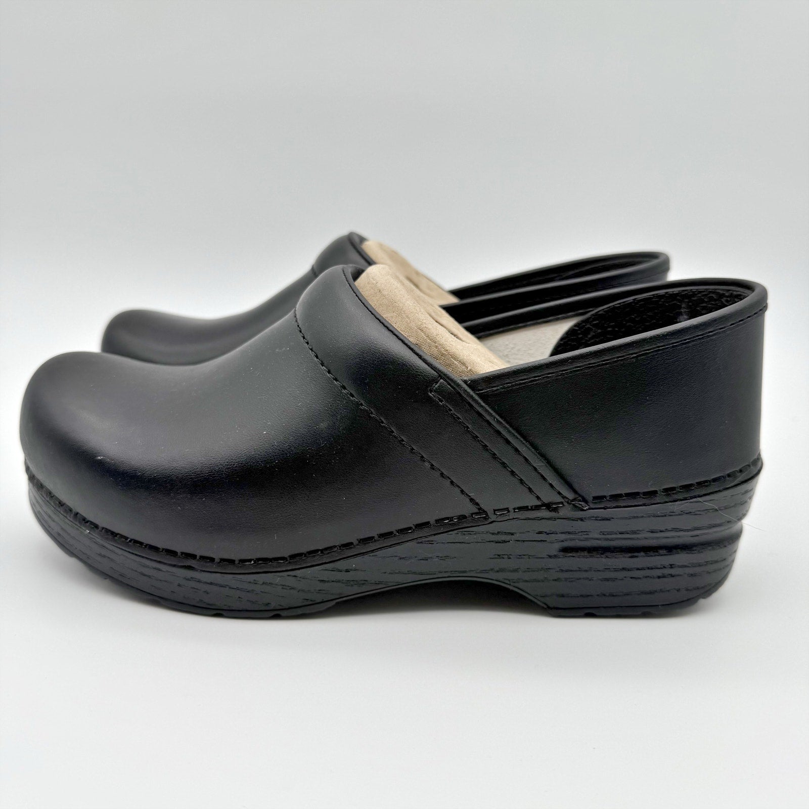Dansko Womens Professional Clogs EU 41 US 11 Wide Black Box Leather Slip On NWOB