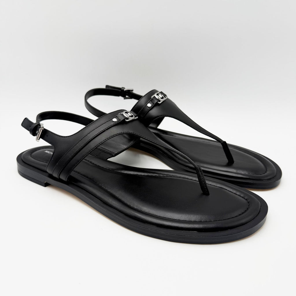 Michael Kors Womens Mandy Leather Thong Sandals Size 12 Black Slingback NIB