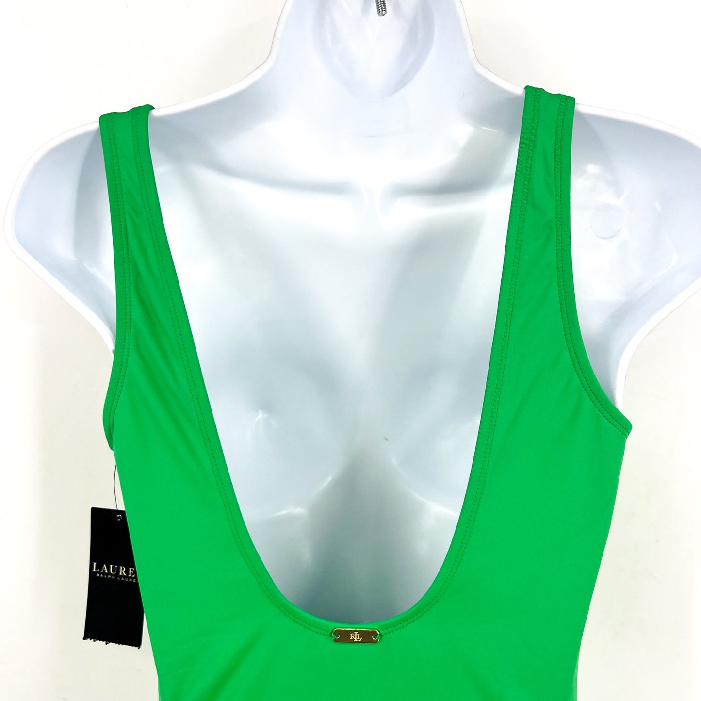 LAUREN RALPH LAUREN Ruffle One Piece Swimsuit Size 8 Palm Green Beach Club NWT