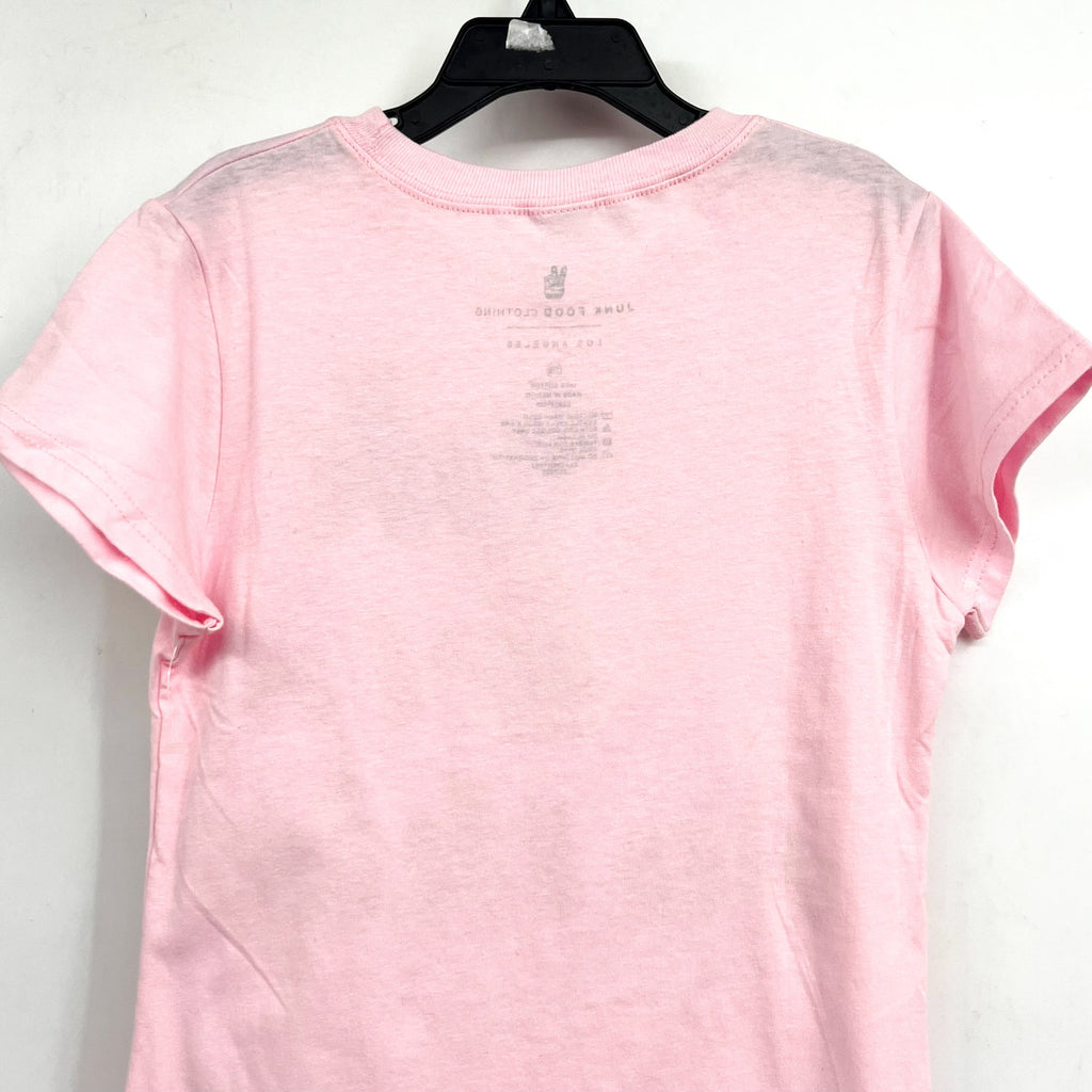 JUNK FOOD CLOTHING "Ok Let's Do This" Graphic T-Shirt Small 7/8 Pink Cotton NWOT