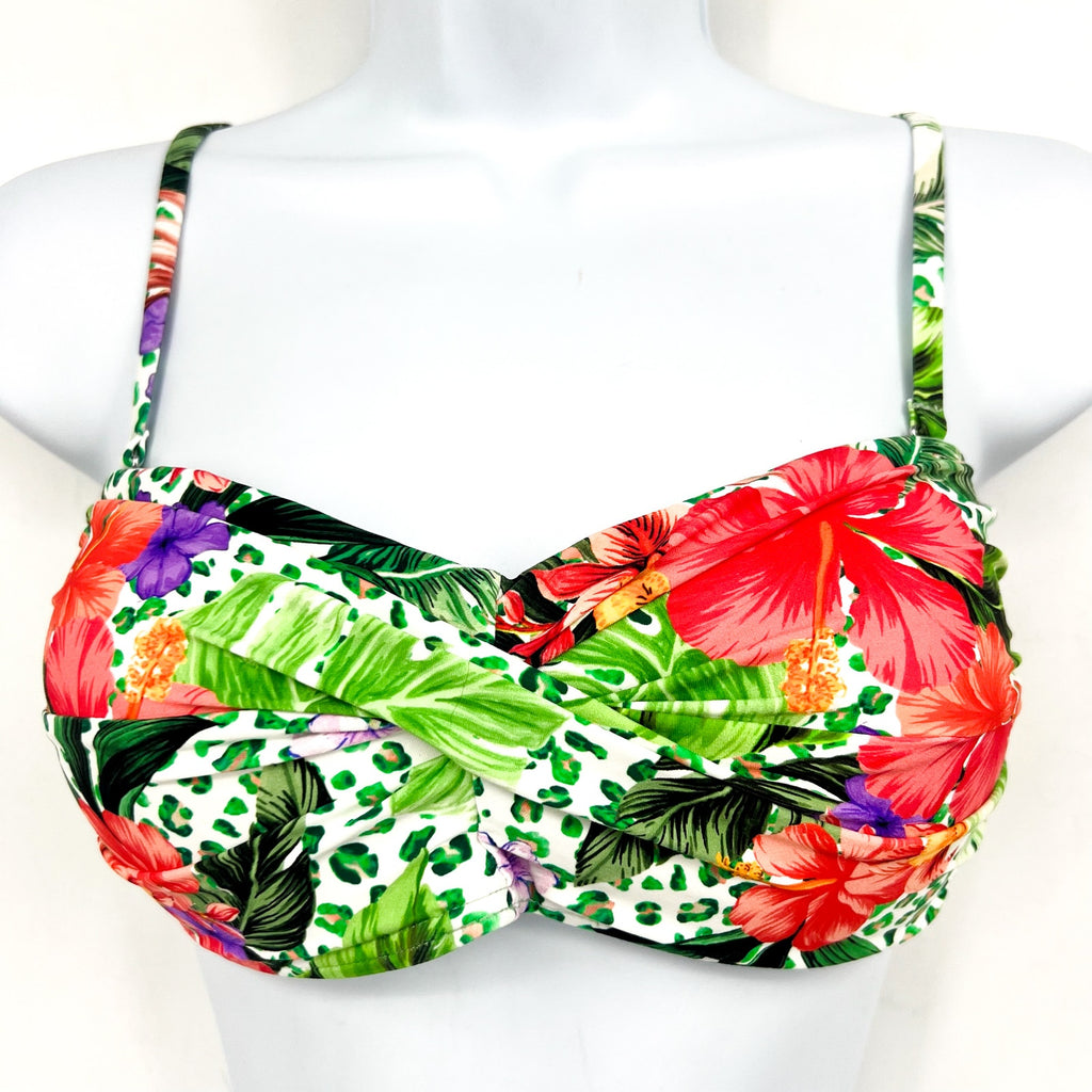 SEA LEVEL SWIM Dolce Twist Bandeau Bikini Top Size 6 Green Multi Print NWT