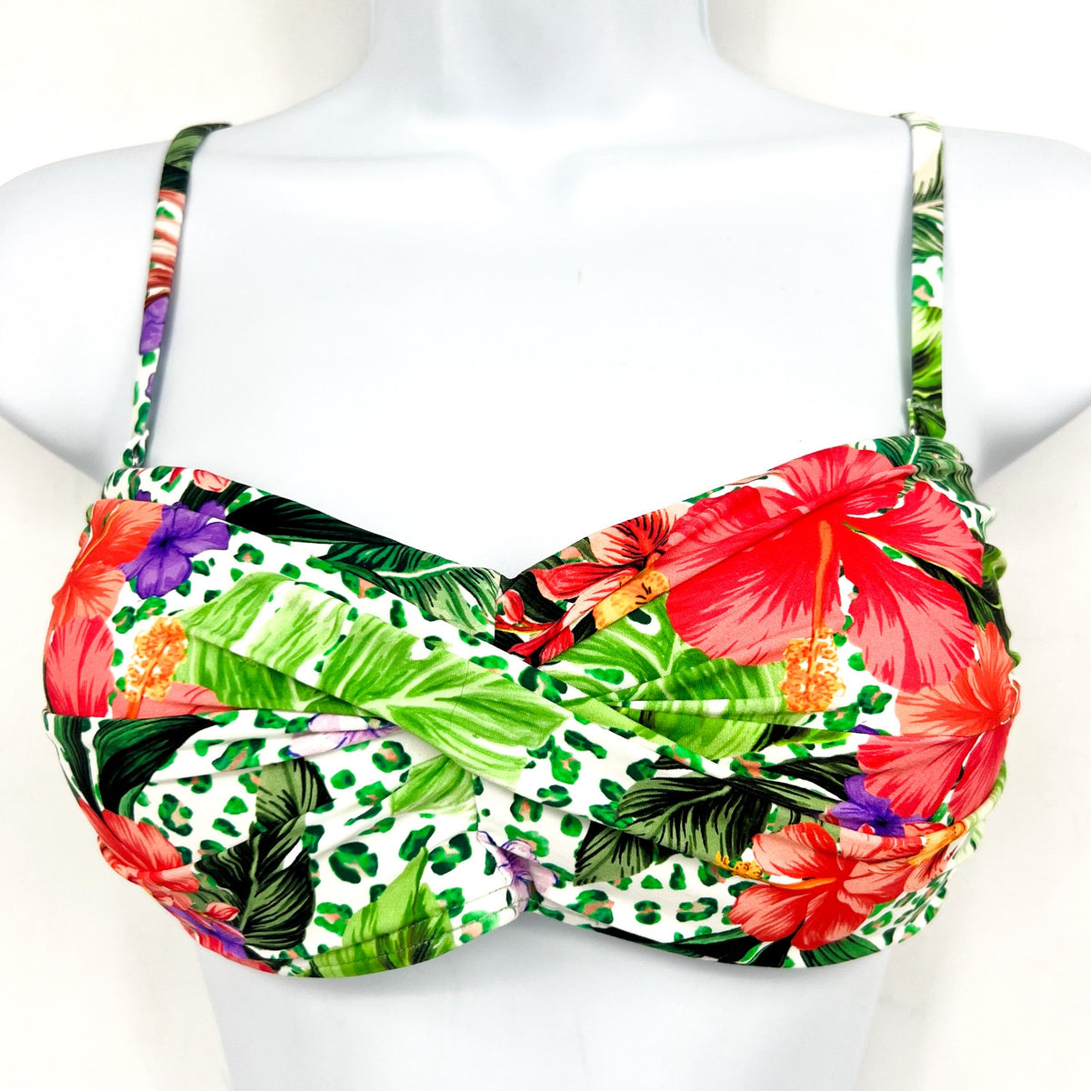 SEA LEVEL SWIM Dolce Twist Bandeau Bikini Top Size 6 Green Multi Print NWT