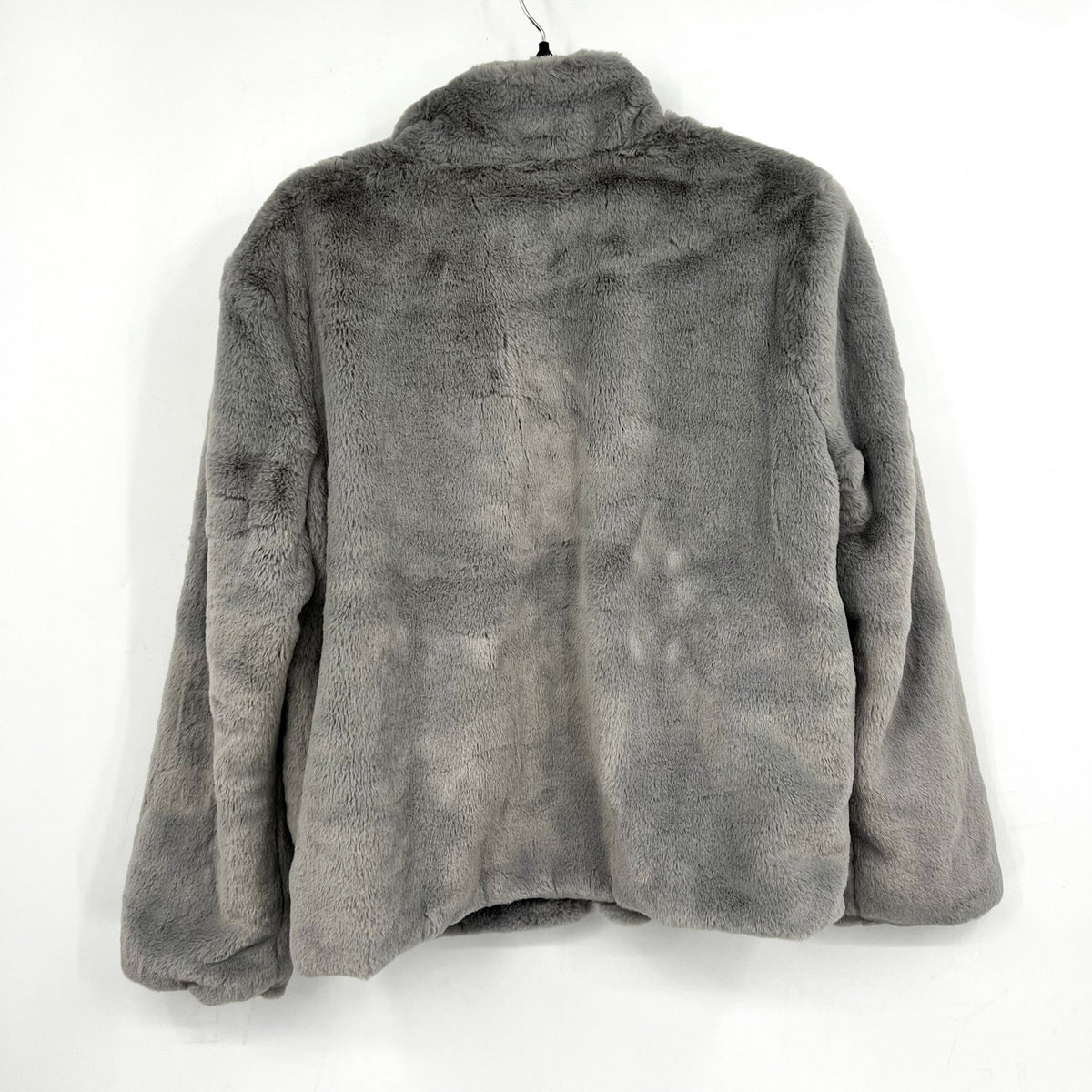 Sanctuary Womens Lux Faux Fur Short Coat Large Light Grey NWT