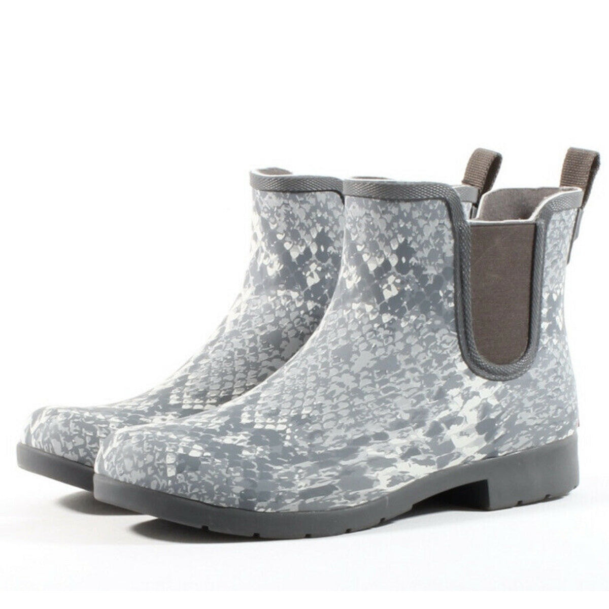 Chooka Womens Eastlake Chelsea Rain Ankle Boot Size 6 Grey Snake Waterproof NWT