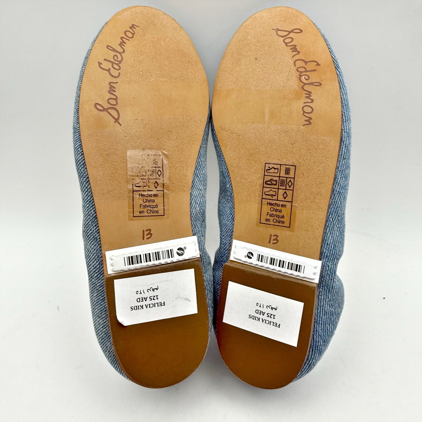 Sam Edelman Kids Felicia Ballet Flats US 13 M EU 31 Blue Denim Leather NIB