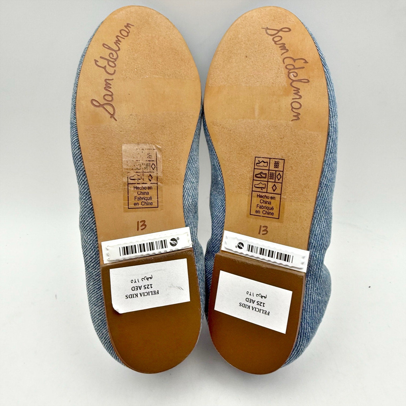 Sam Edelman Kids Felicia Ballet Flats US 13 M EU 31 Blue Denim Leather NIB