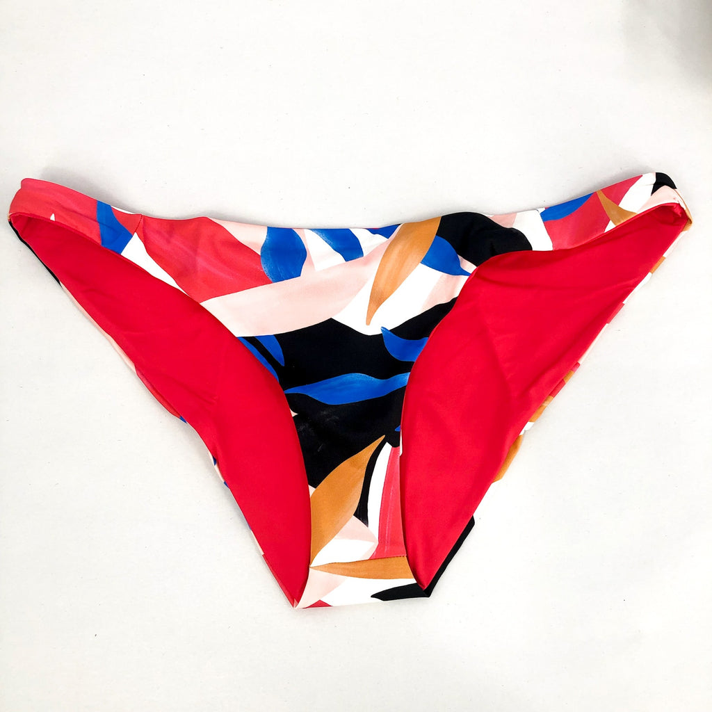 PRANA Women's Elina Reversible Bikini Bottoms Large Red Tropics Print Floral NWT