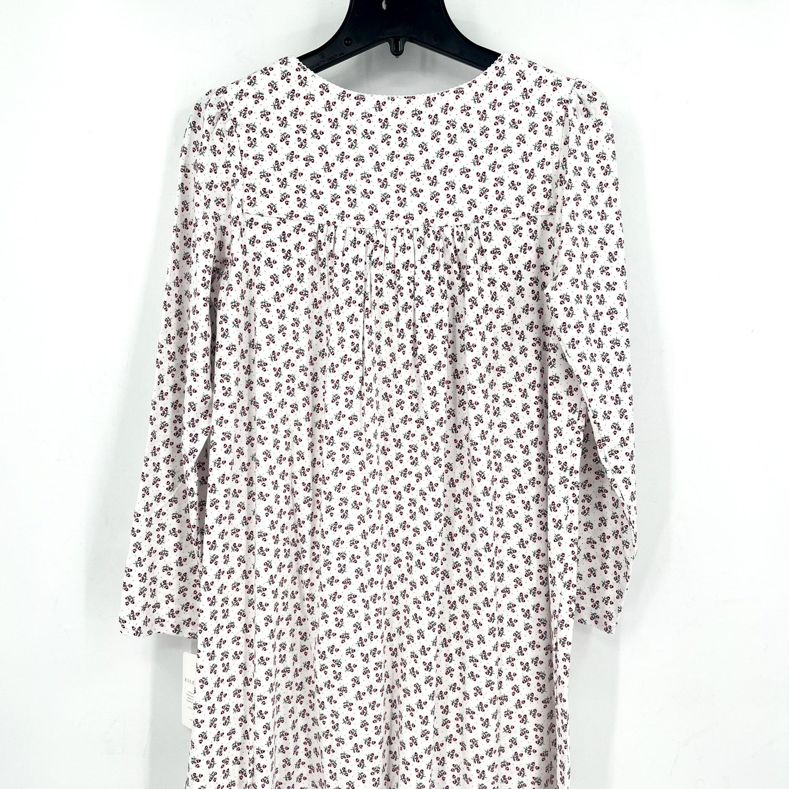 EILEEN WEST Women's Cotton Flannel Nightgown Small White Ditsy Floral NWT