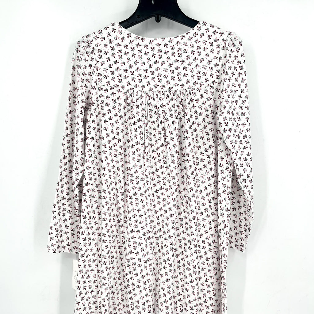 EILEEN WEST Women's Cotton Flannel Nightgown Small White Ditsy Floral NWT