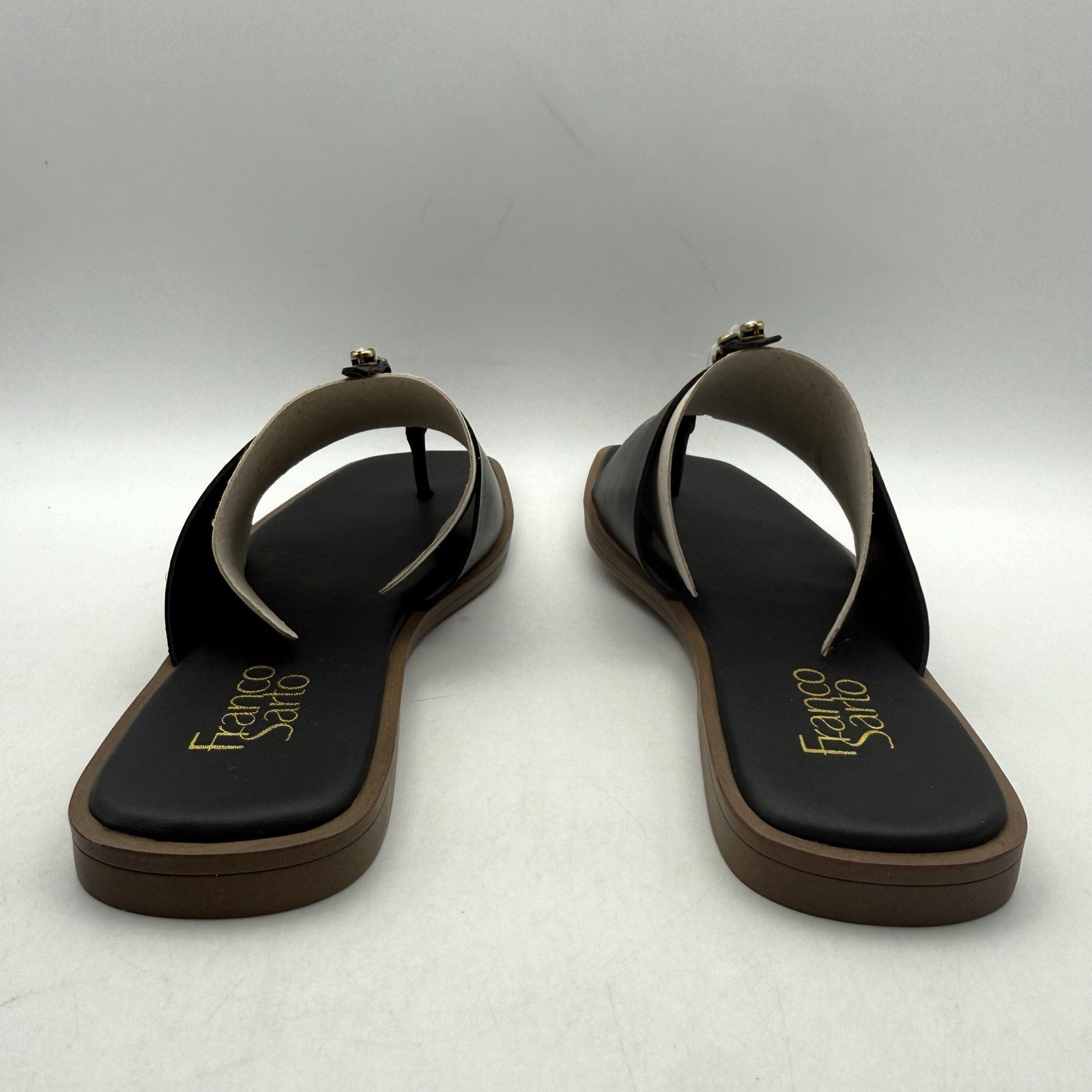 Franco Sarto Womens Megs Sandals US 9 M EU 39 Black Leather Rhinestone NIB