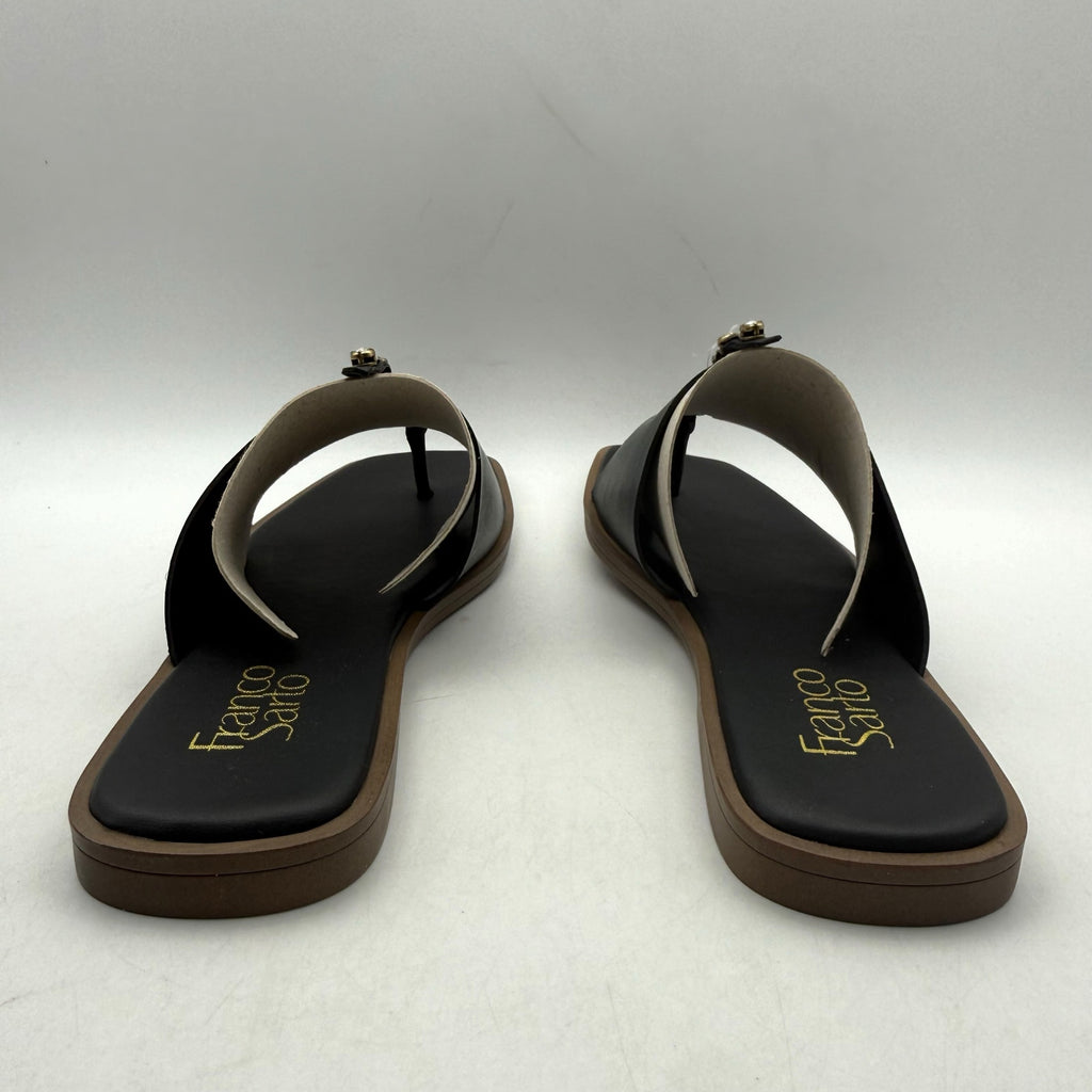 Franco Sarto Womens Megs Sandals SIZE 9 M EU 39 Black Leather Rhinestone NIB