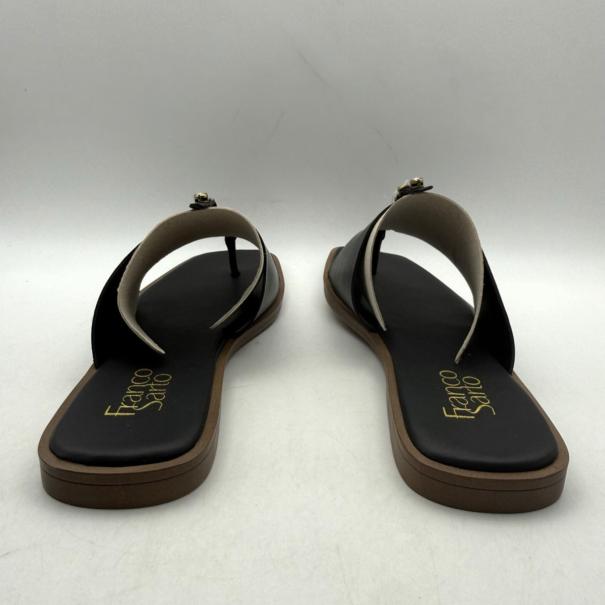 Franco Sarto Womens Megs Sandals SIZE 9 M EU 39 Black Leather Rhinestone NIB