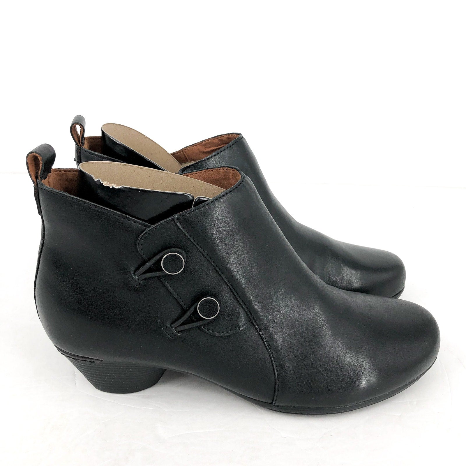Cobb Hill Womens Larsa Ankle Bootie US 8 Wide EU 38.5 Black Leather NIB