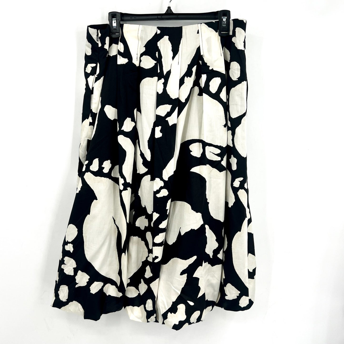 NIC + ZOE Evening Petal Bubble Midi Skirt Large Black White Floral Print NWT
