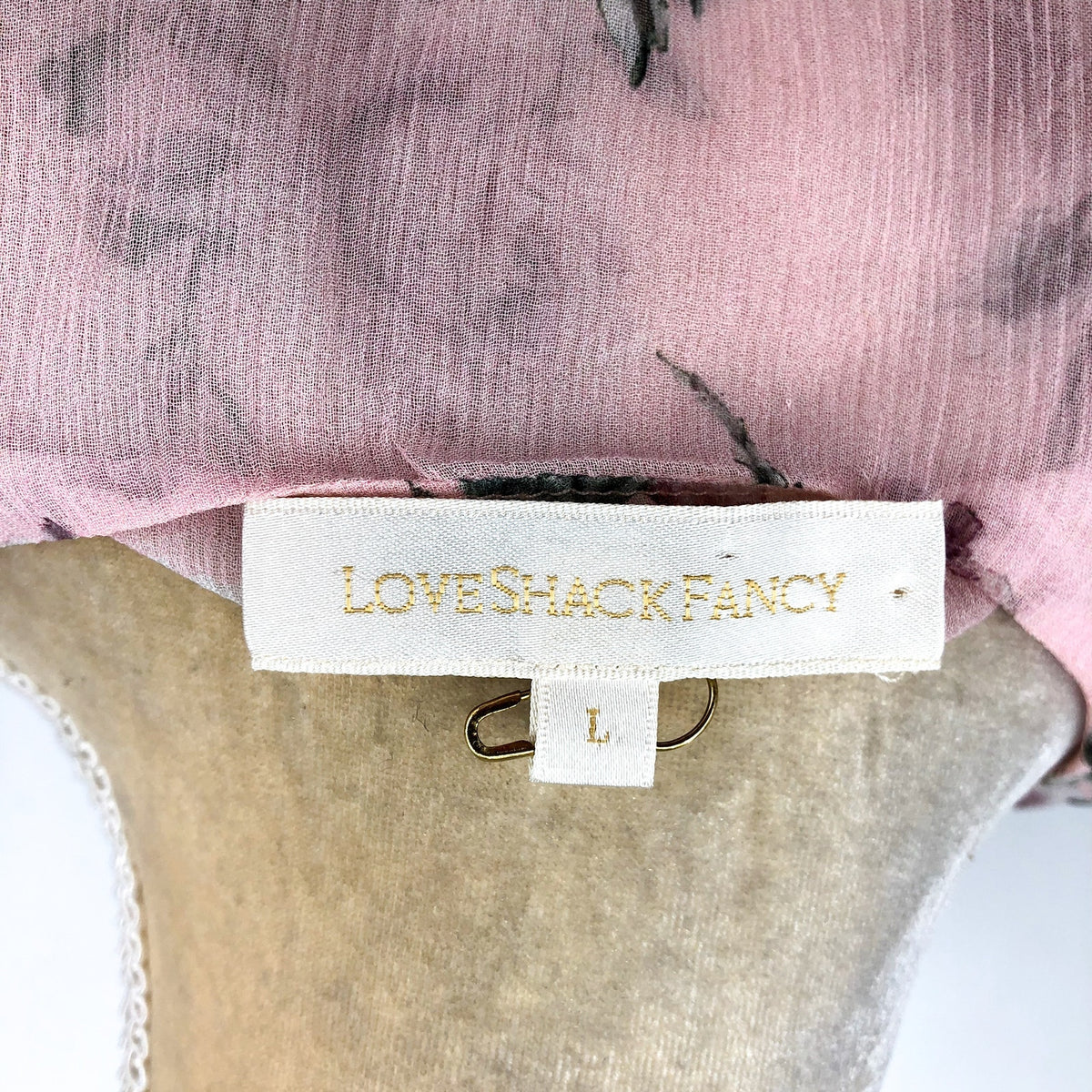 LOVE SHACK FANCY Domino Wrap Top Large Pink Dream Floral Silk Long Sleeve NWOT