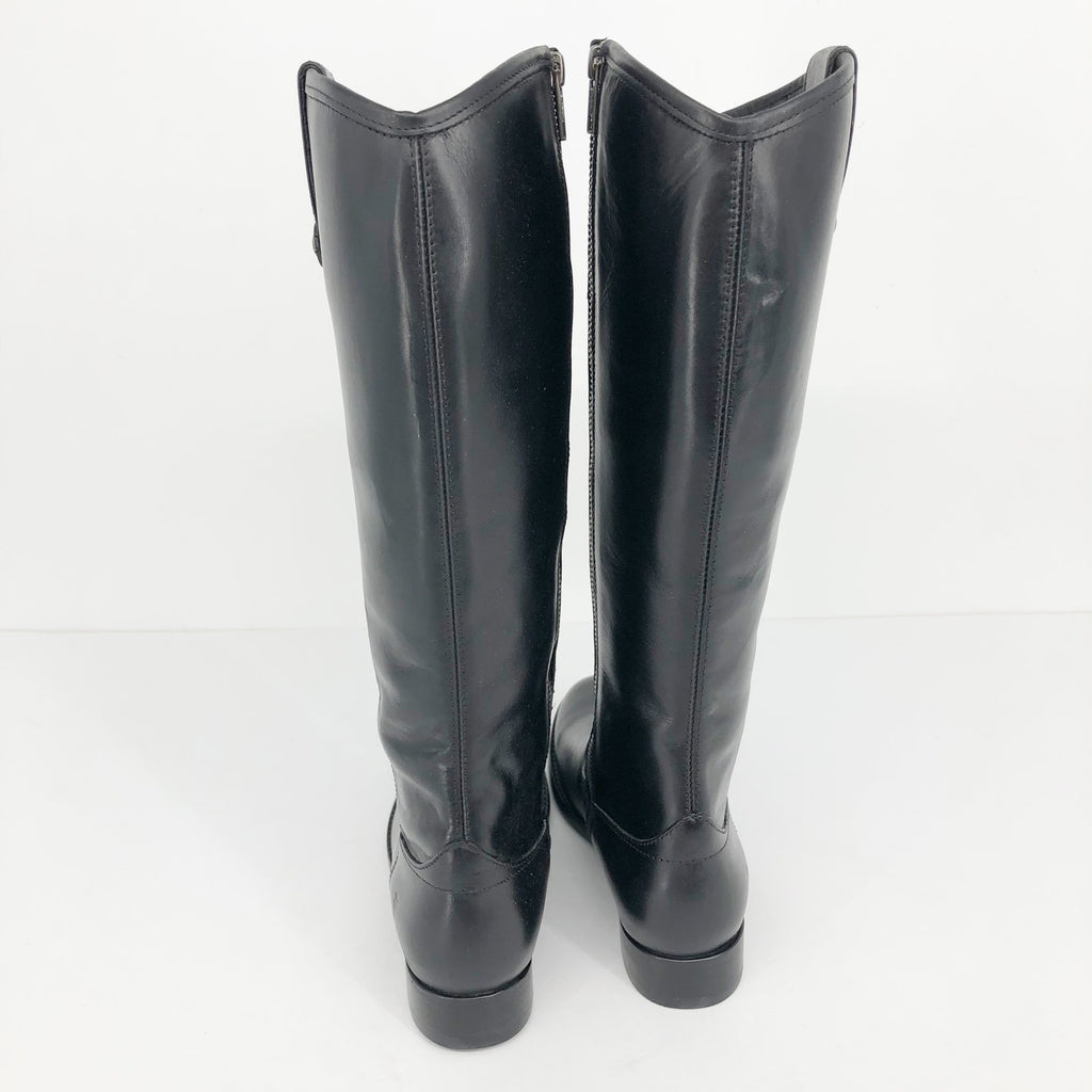 FRYE Womens Melissa Riding Boots US 6 Black Leather Button Inside Zip Tall NIB
