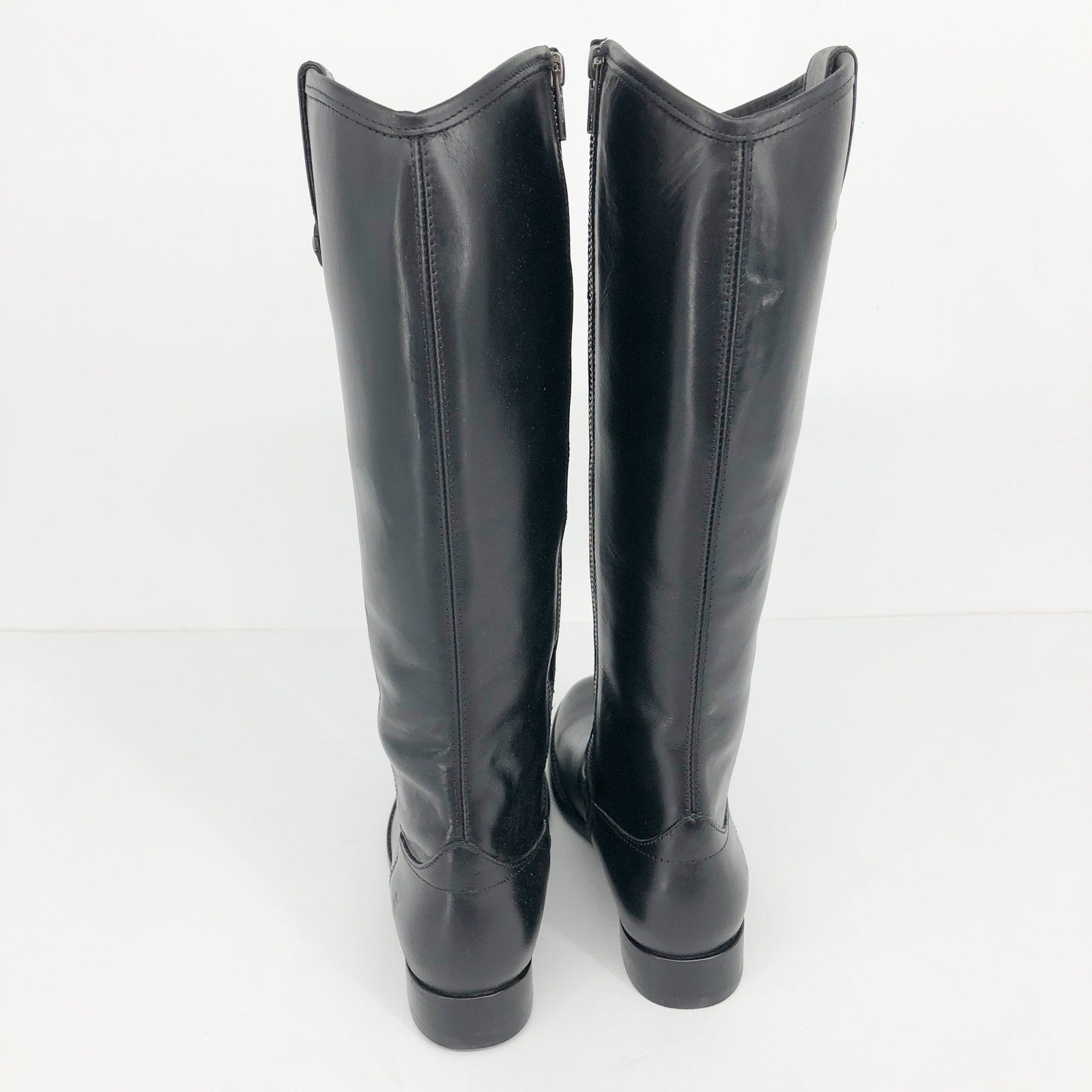 FRYE Womens Melissa Riding Boots US 6 Black Leather Button Inside Zip Tall NIB