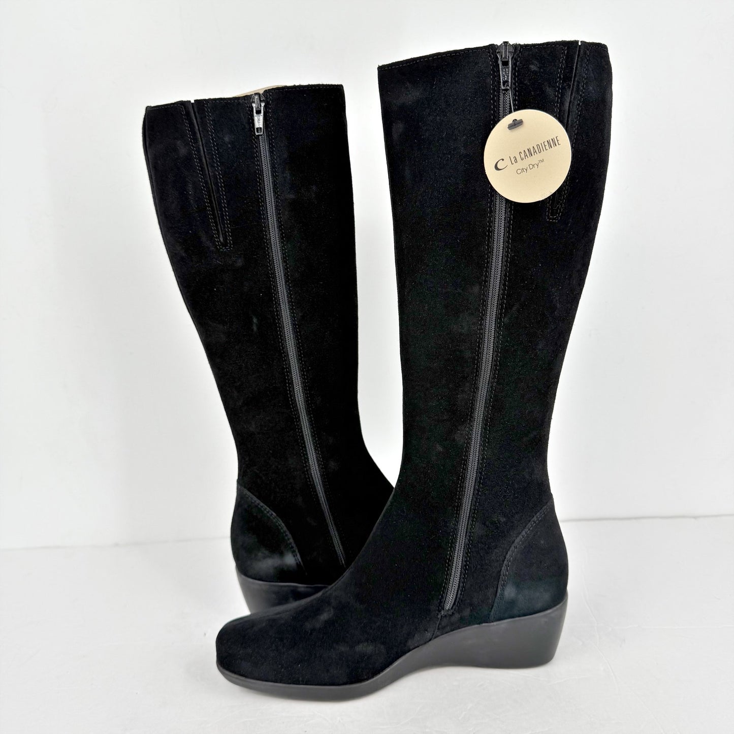 La Canadienne Womens Evah Boots US 6.5M EU 37 Black Suede Waterproof NIB