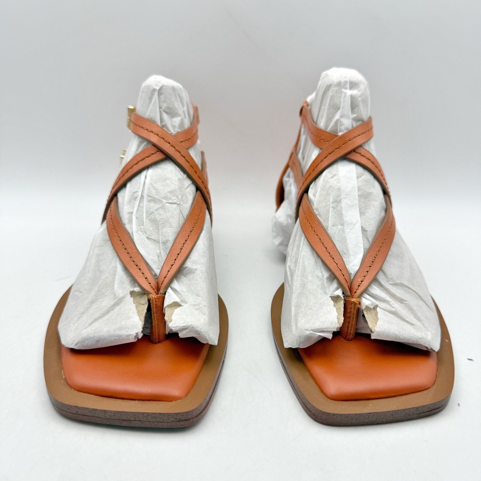 Vince Camuto Womens Brenndie Gladiator Sandals Size 6 M Orange Leather NIB