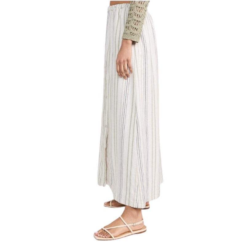 SPLENDID Women's Demi Maxi Skirt XS White Blue Cypress Stripe Button Front NWT