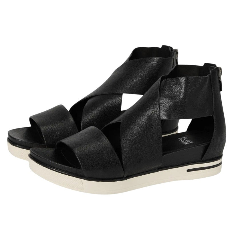 Eileen Fisher Womens Sport Sandals US 9.5 M EU 40 Black Leather NIB