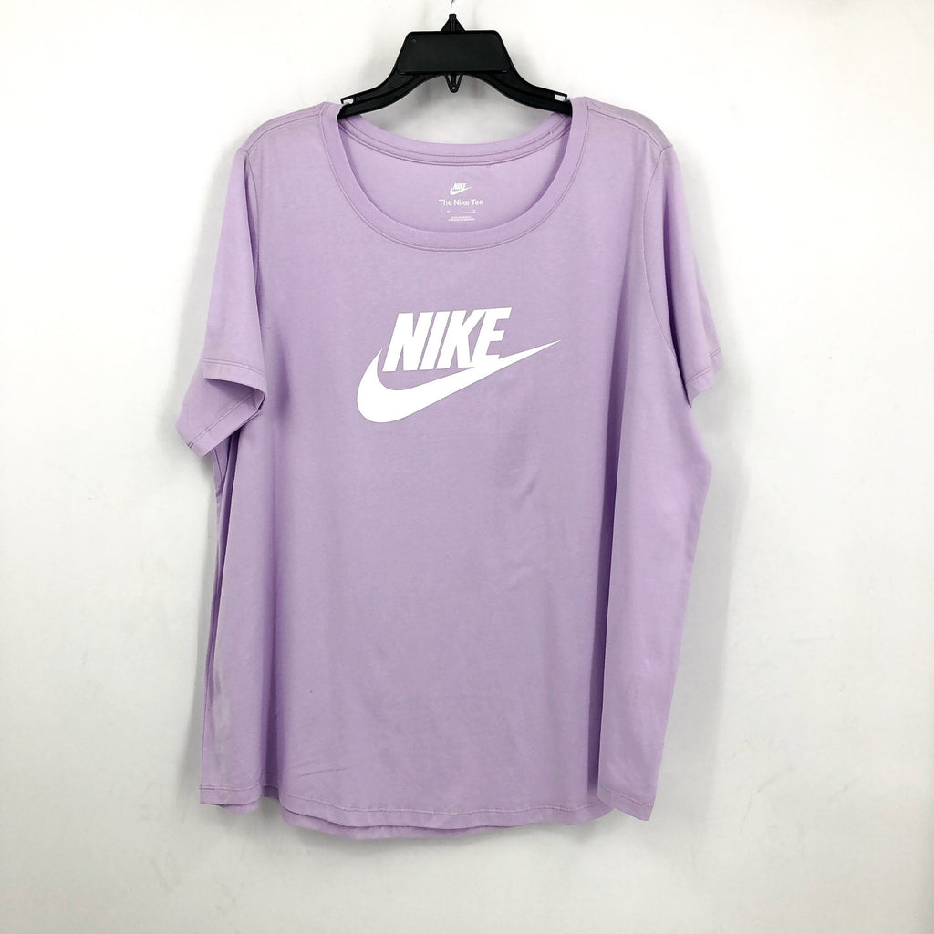 NIKE Women's Club Essentials Logo T-shirt 1X Beyond Pink White 100% Cotton NWOT