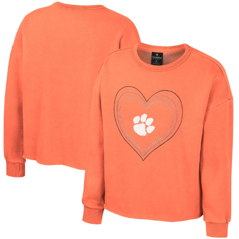 COLOSSEUM Girls Clemson Tigers Audrey Washed Sweatshirt Large Orange NWT