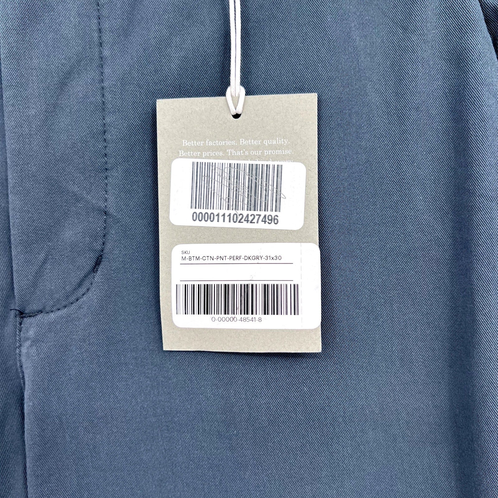 EVERLANE Men's Uniform Performance Chino 31x30 Blue Grey Slim Fit Pants NWT