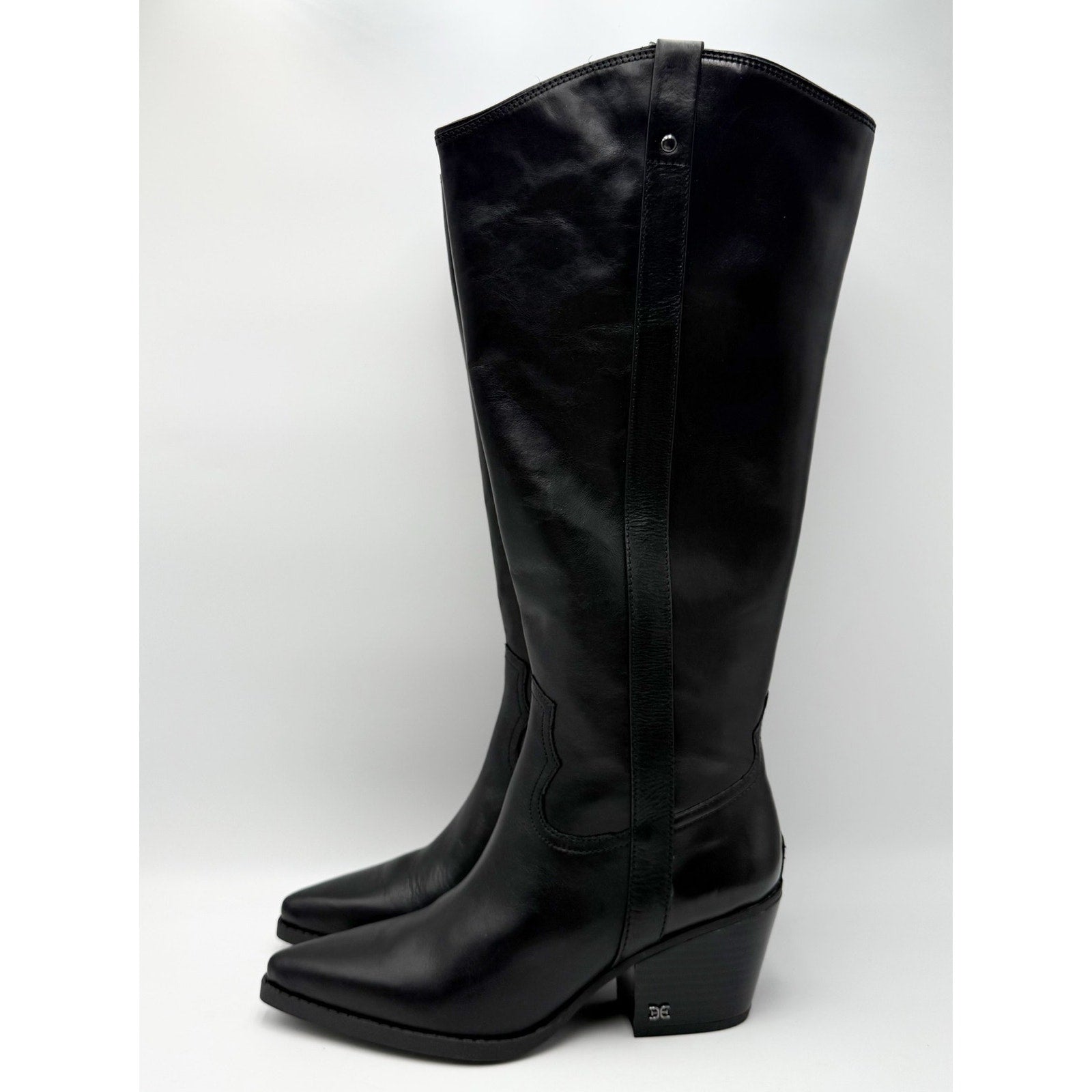 Sam Edelman Womens Wyatt Knee High Boots US 7.5 M Wide Calf Black Leather NWOB