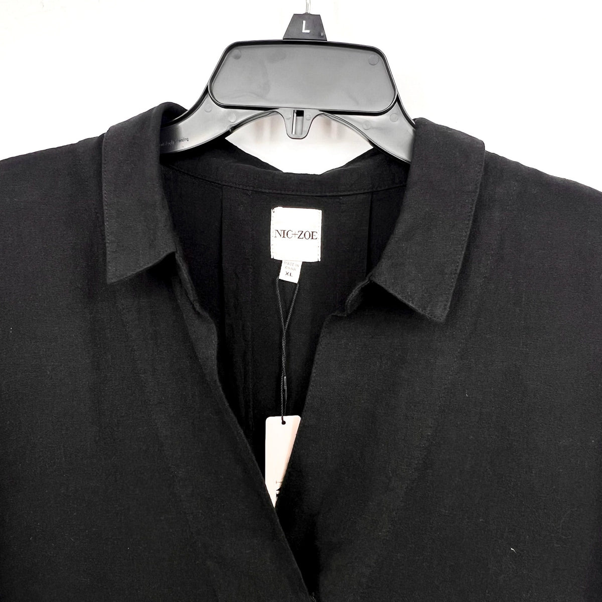 NIC + ZOE Women's Rumba Linen Devon Tunic Dress XL Black Elbow Sleeve NWT