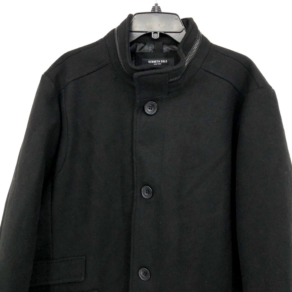 KENNETH COLE Mens Walker Jacket XXL Black Wool Blend Collared Car Coat NWOT