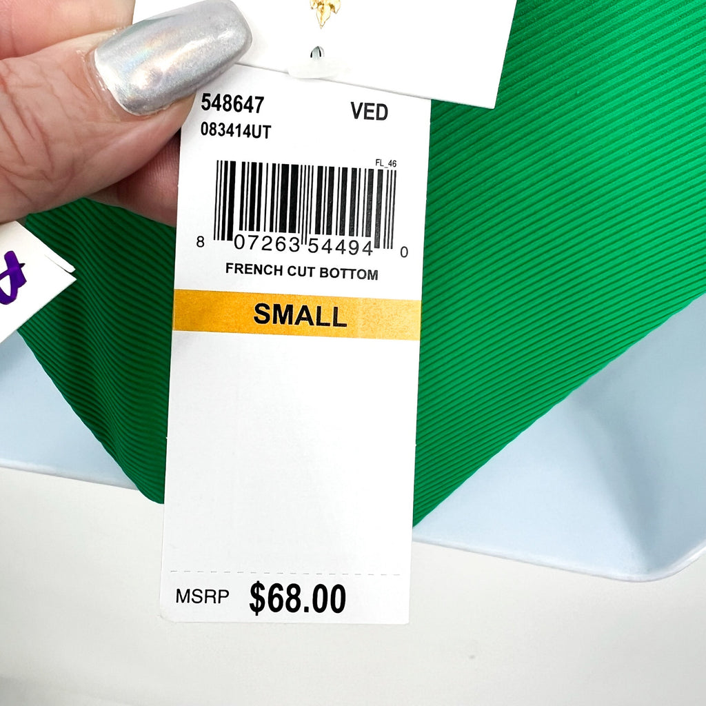 BECCA Modern Edge Elise French Cut Bikini Bottom Small Verd Green High-Waist NWT