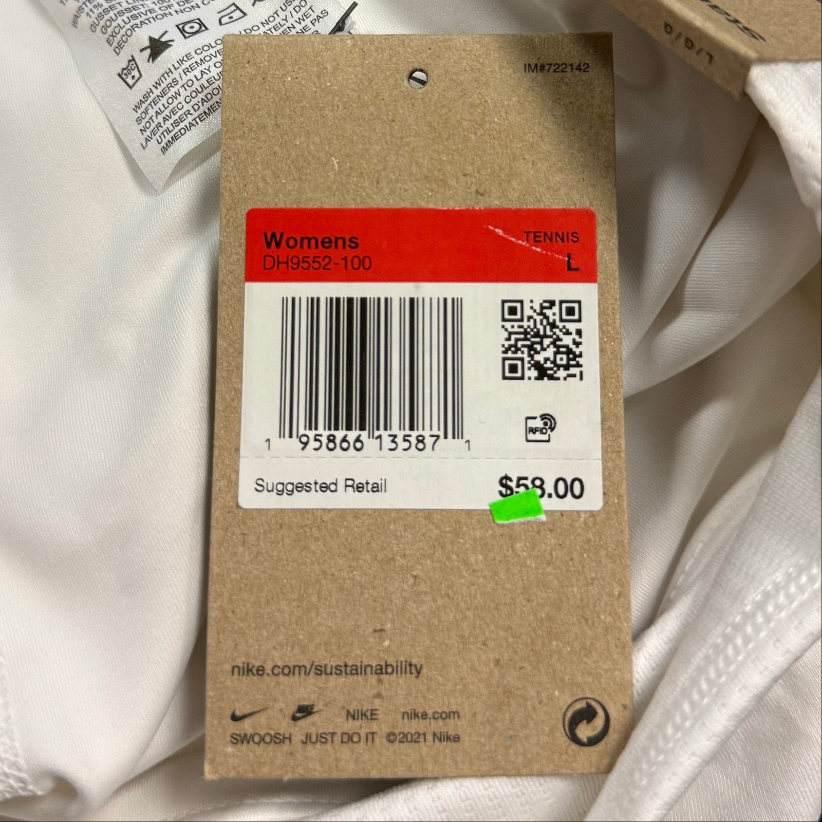 NIKE Women's Court Dri-FIT Victory Tennis Skort Large White Standard Fit NWT