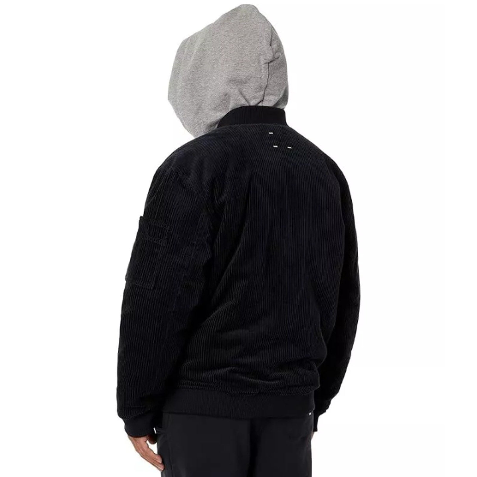 LABEL Unisex Go-To Corduroy Bomber Jacket XL Black Full Zip Long Sleeve NWT