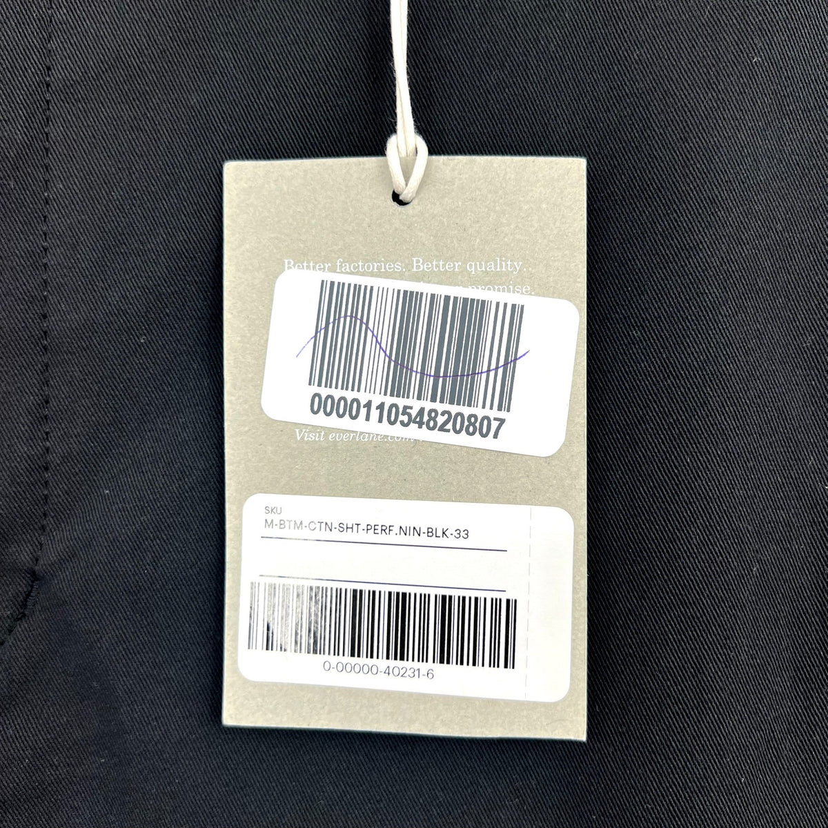 EVERLANE Men's The 9" Performance Chino Shorts Size 33 Black NWT