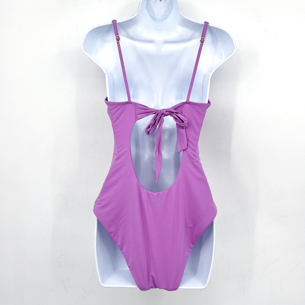 BECCA Women's Color Code V-Wire One Piece Swimsuit Small Malva Purple NWT