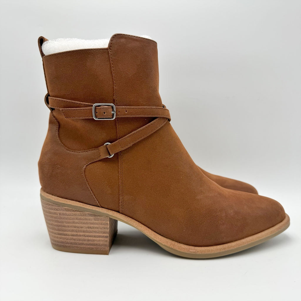 MIA Womens Santina Western Ankle Boots US 9.5 Brown Suede NWOB