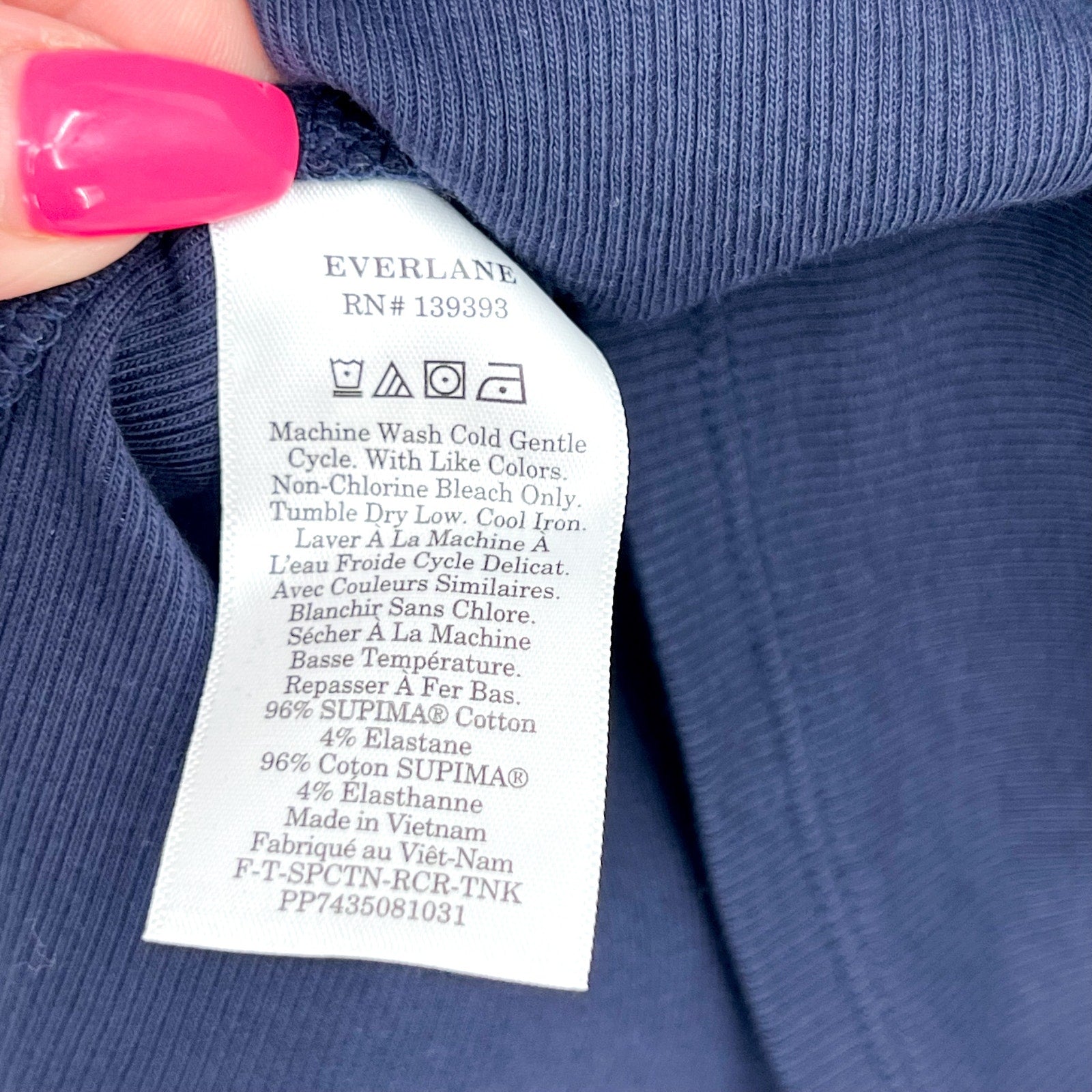 EVERLANE Women's The Luxe Rib Racerback Tank Medium Navy Blue Supima Cotton NWT