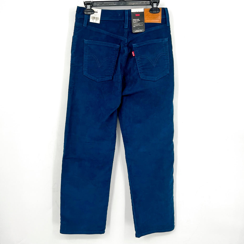 LEVI'S Women's Ribcage Ankle Corduroy Pants 27x27 US 4 Blue Straight  NWT