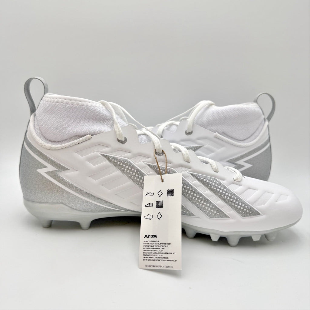 Adidas Mens Adizero Impact.2 II Football Cleats Size 11.5 EU 45 White Silver NIB