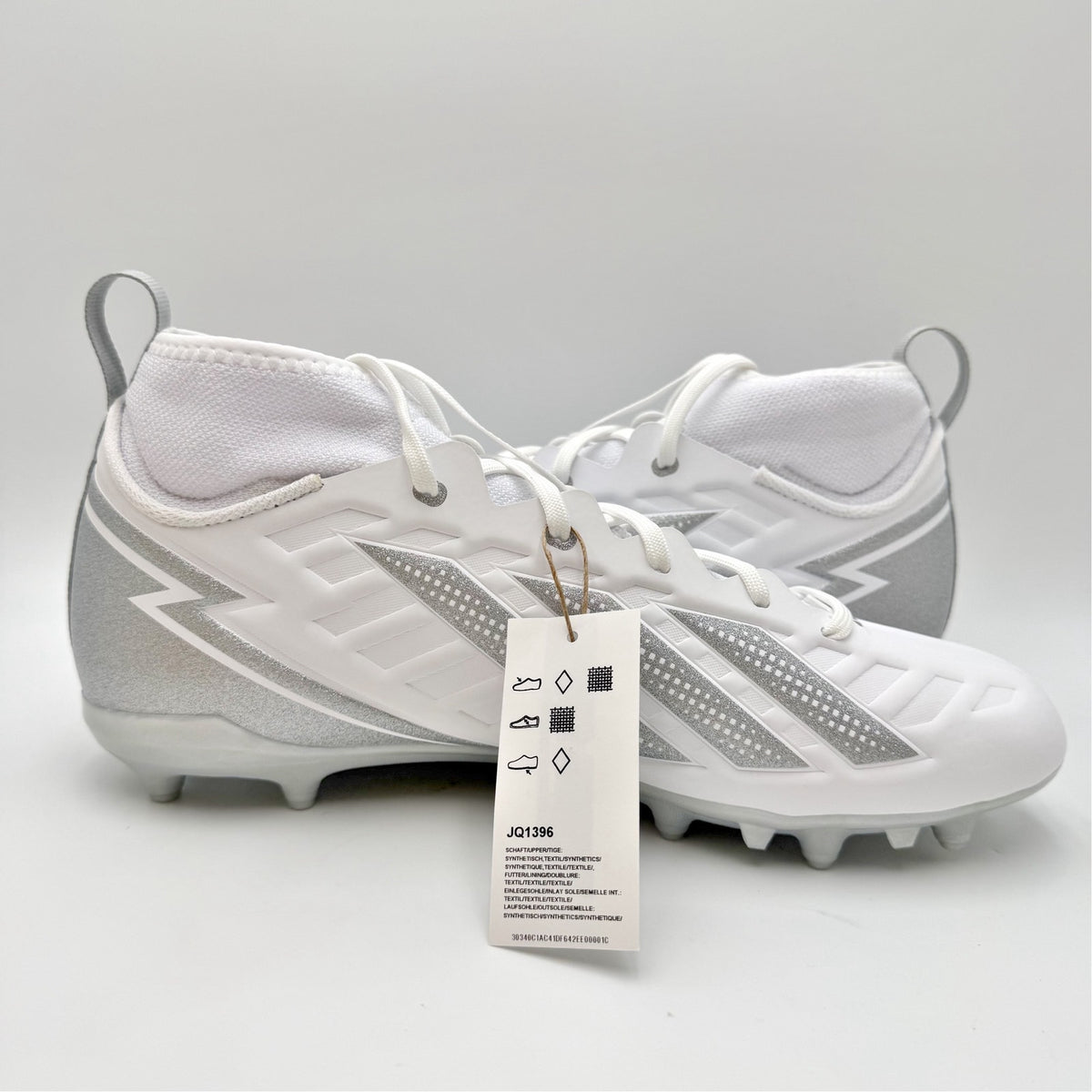 Adidas Mens Adizero Impact.2 II Football Cleats Size 11.5 EU 45 White Silver NIB