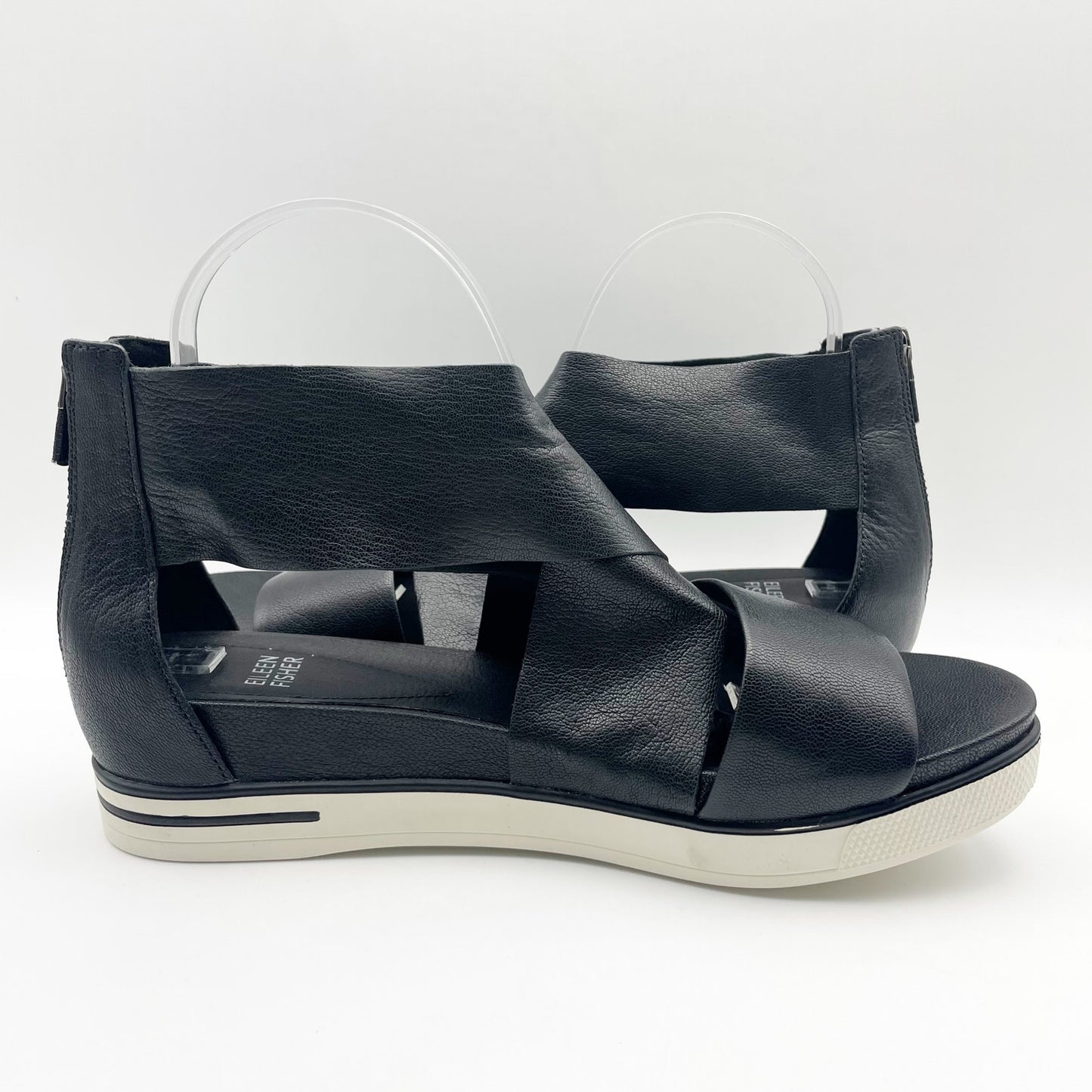 Eileen Fisher Womens Sport Sandals US 9.5 M EU 40 Black Leather NIB