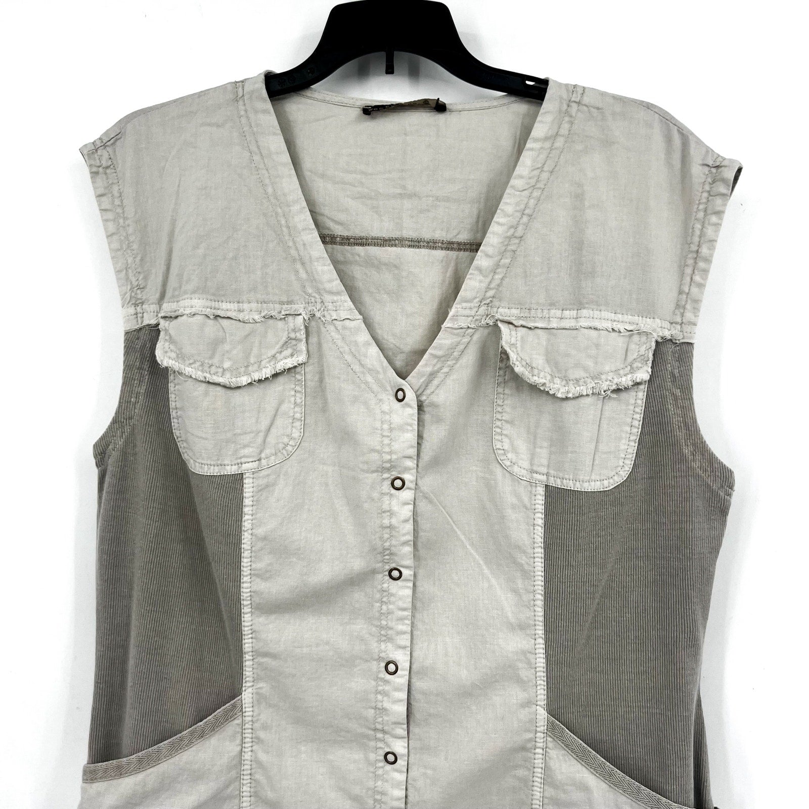 XCVI WEARABLES Austen Linen Mini Shirt Dress Large Grey Pigment Cotton Linen NWT