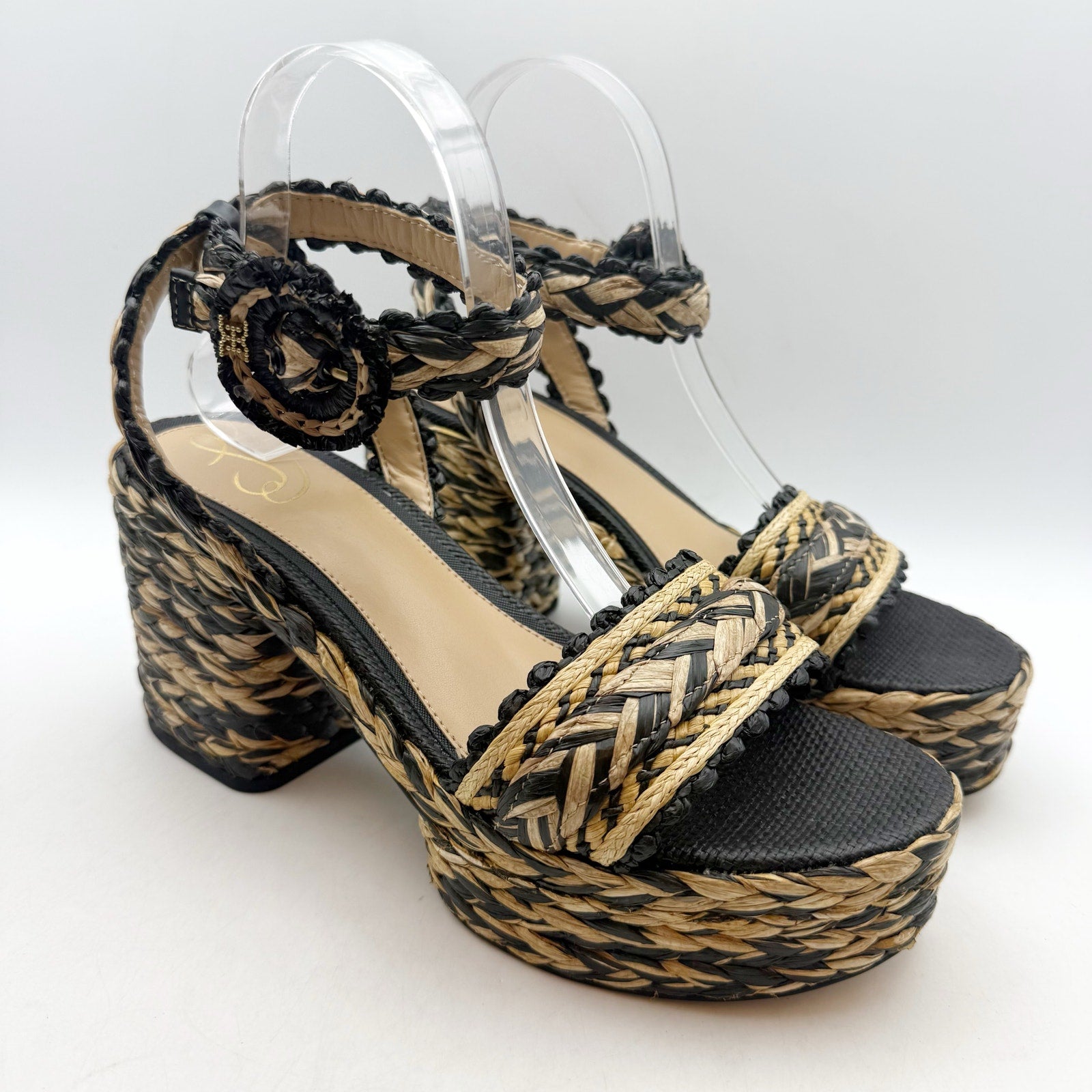 Sam Edelman Womens Iliana Espadrille Heeled Sandals Size 9 Beige Black NWOB