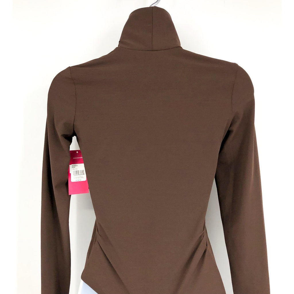 COMMANDO Women's Turtleneck Bodysuit Small Brown Long Sleeve Thumbholes NWT