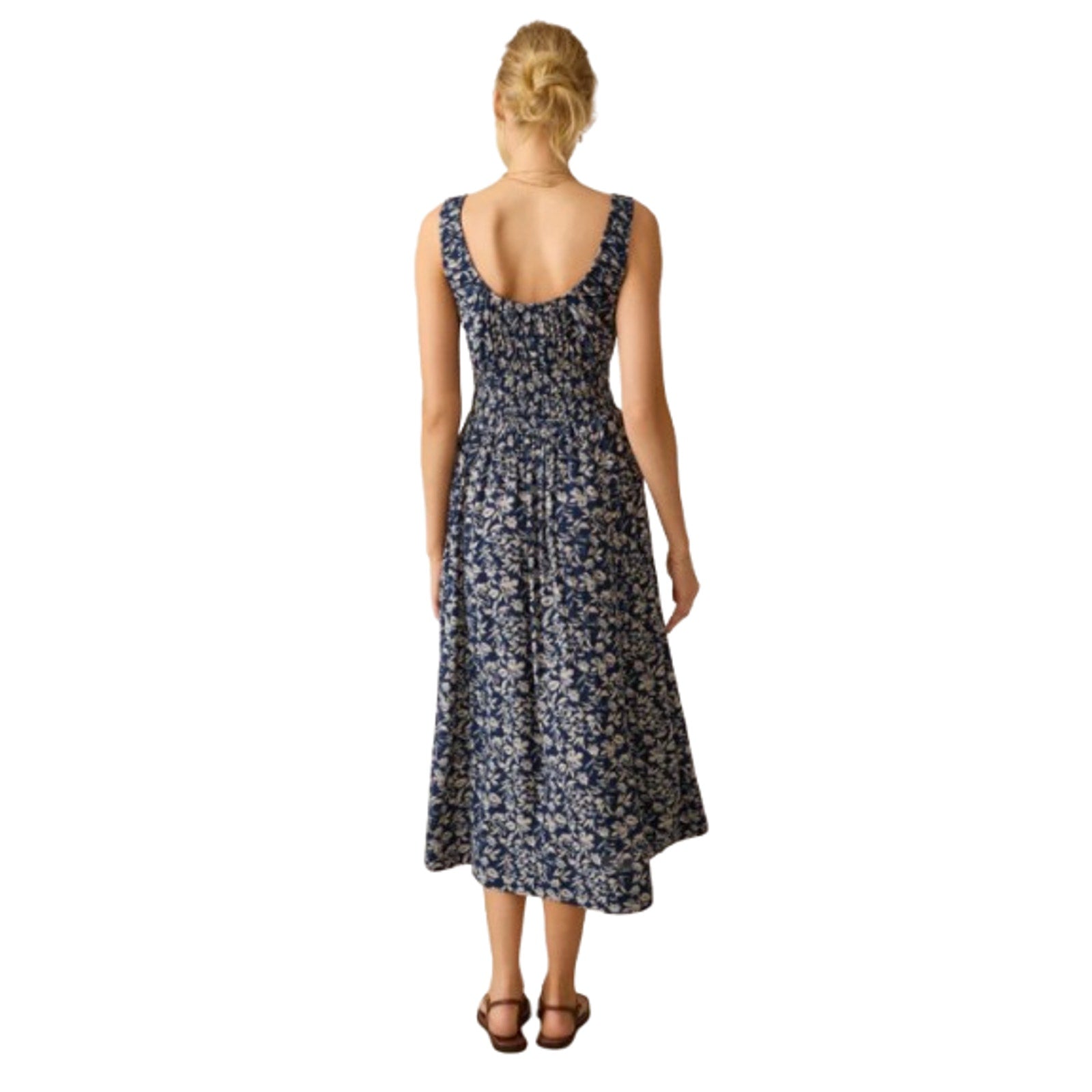 FAHERTY Women's Sunseeker Dress XL Blue White Juniper Ikat Floral Sleeveless NWT