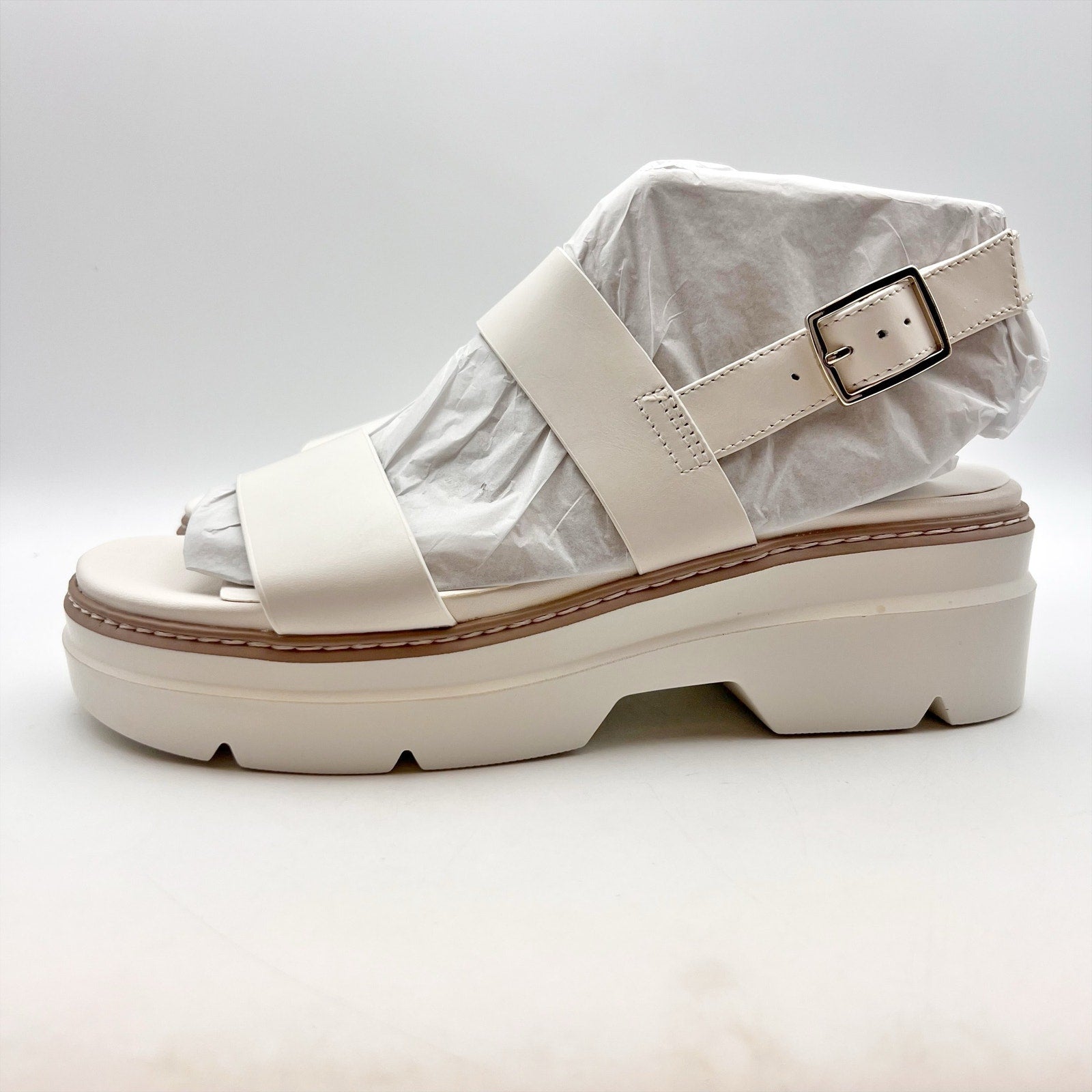 Naturalizer Womens Darry-Sling Sandals Size 8.5 M White Leather Lug Sole NIB