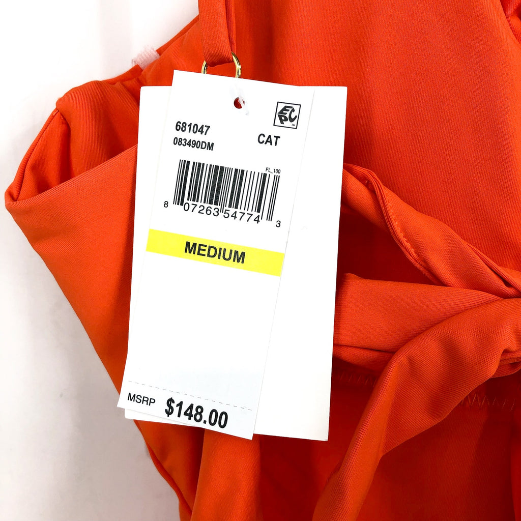 BECCA Women's Baja Mar One Piece Swimsuit Medium Orange Carrot High Neck NWT